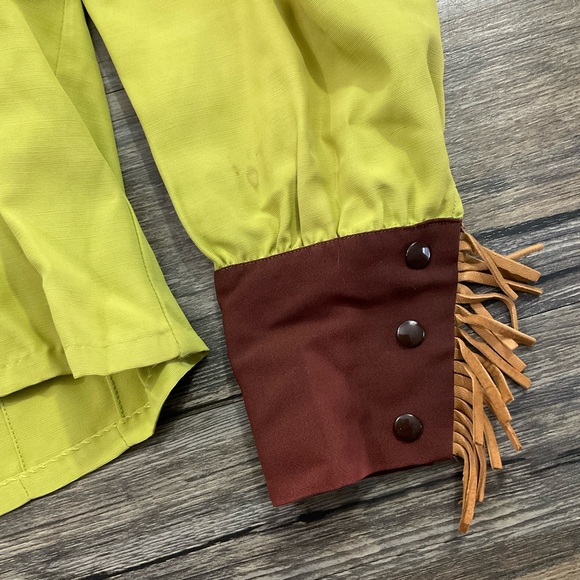 Vintage 1940s Western Shirt Embroidered Chartruse Women’s Sz 14 - Picture 2 of 7